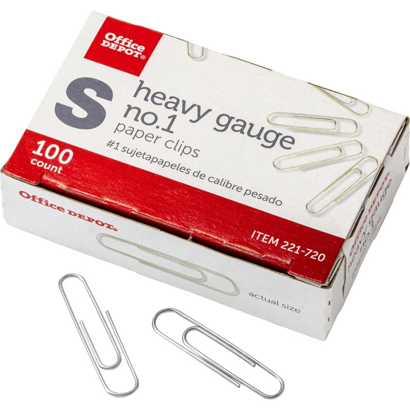 Office Depot Brand Paper Clips, No. 1, Silver, 100 Clips Per Box, Pack of 5 Boxes - Image 3