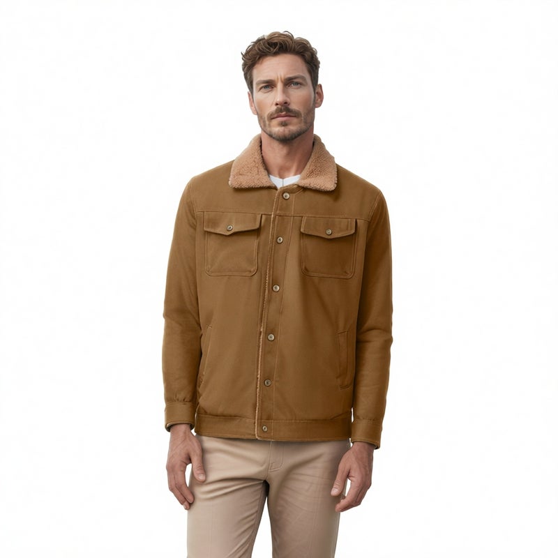 Men's Heavy Duty Workwear Jacket Cotton Lined Winter Coat - Image 1