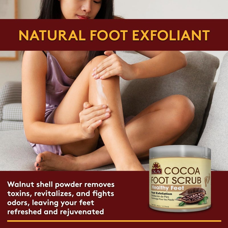 OKAY All Natural Cocoa Butter Foot Scrub, 6 Ounce - Image 2