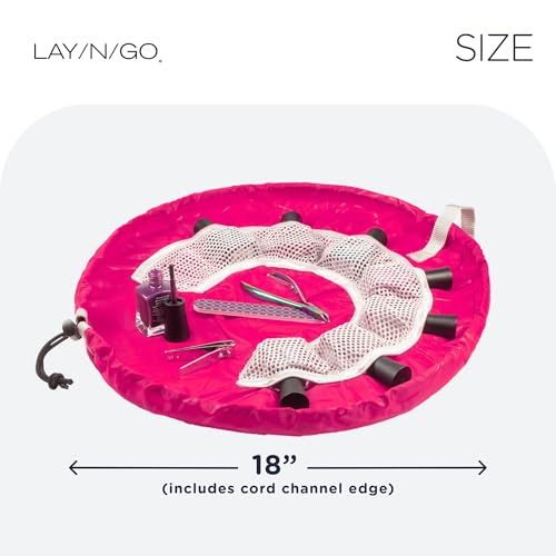 Lay-n-Go NailSpa 18″ Portable Nail Station Supplies & Cosmetic Lay Flat Organizer Bag— Travel Manicure Kit w/Mesh Pockets & Machine Washable (Pink) - Image 5
