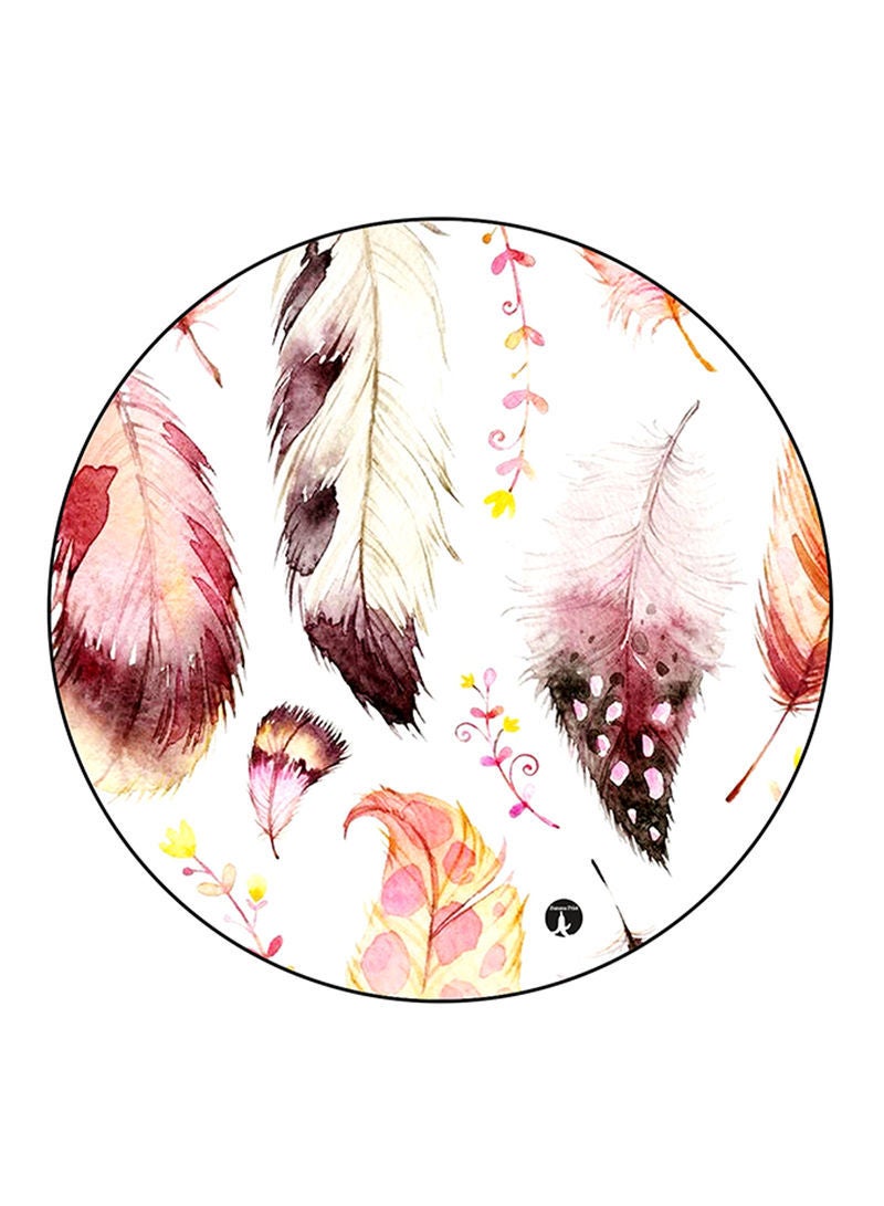 RKN Feathers Printed Mouse Pad  Round  Multicolour
