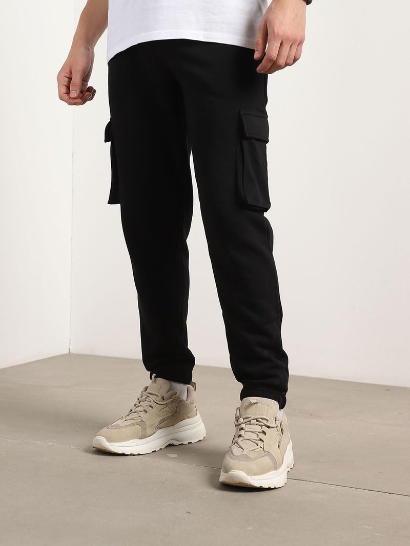 NOBERO Men's Black Cargo Jogger Sweatpants - Image 5