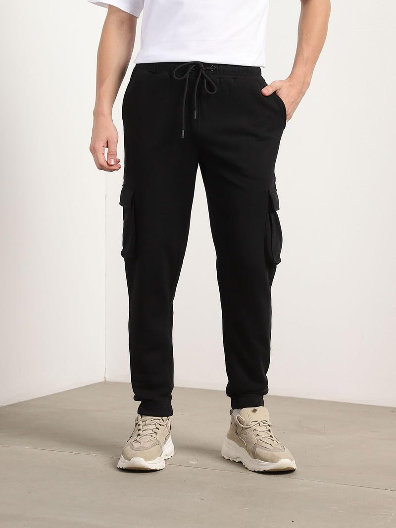 NOBERO Men's Black Cargo Jogger Sweatpants - Image 2