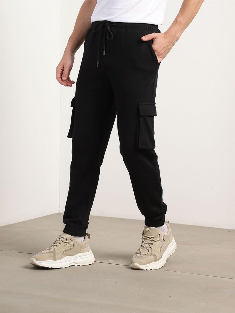NOBERO Men's Black Cargo Jogger Sweatpants - Image 3