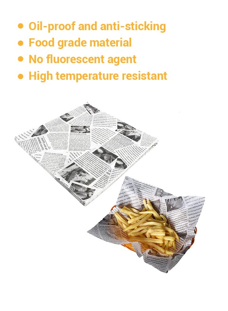 Greaseproof Paper -200 Sheets Baking Wrapping Paper for Versatile Food Wrapping and Basket Liners -for Cakes, Breads, French Fries, Sandwiches, Burgers, Hot Dogs - 25X25cm Size - Image 2