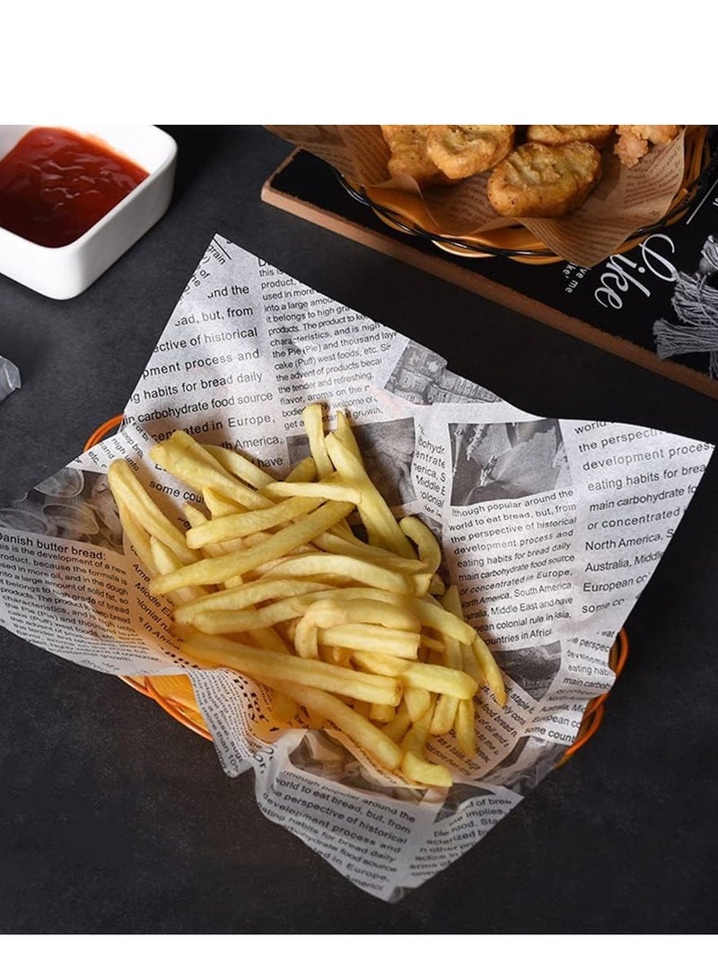 Greaseproof Paper -200 Sheets Baking Wrapping Paper for Versatile Food Wrapping and Basket Liners -for Cakes, Breads, French Fries, Sandwiches, Burgers, Hot Dogs - 25X25cm Size - Image 1
