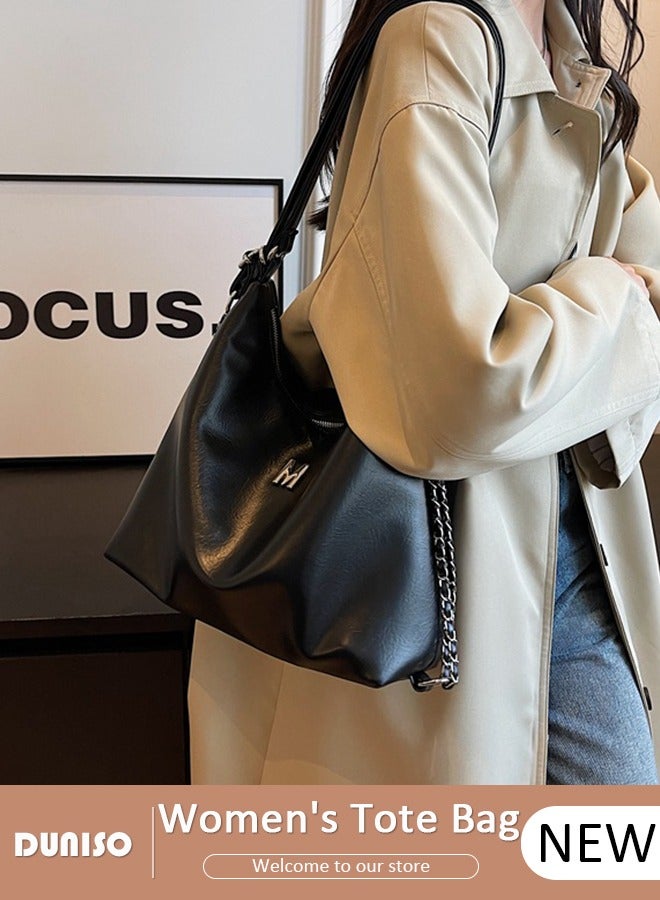 DUNISO Women's Shoulder Tote Bag, Large Capacity Convertible Backbag, Faux Leather Handbag For Women, Fashionable Travel Messenger Bag, Bucket Crossbody Bag with Adjustable Strap for Ladies Girls College Students - Image 1