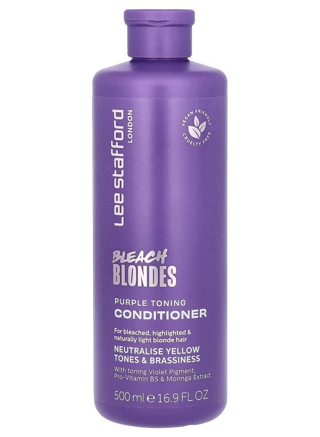 Lee Stafford Bleach Blondes Purple Toning Conditioner For Bleached Highlighted & Naturally Light Blonde Hair 16.9 fl oz (500 ml)
