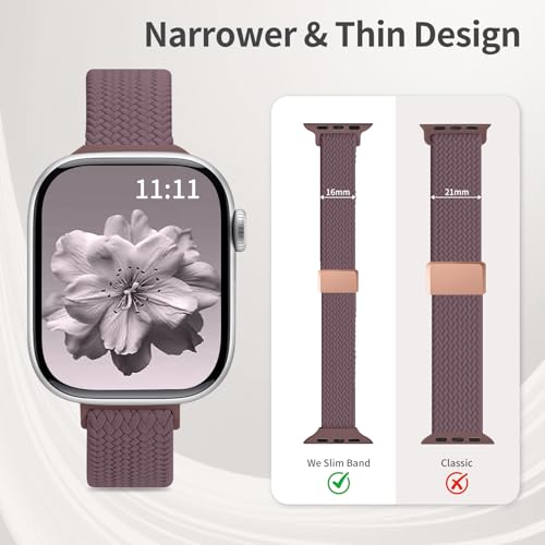 Zspoly 3 Pack Slim Braided Stretchy Bands Compatible with Apple Watch Band 38mm 40mm 41mm 42mm 44mm 45mm 46mm 49mm Women Men, Thin Nylon Magnetic Strap Bands for iWatch Series 10/9/8/7/6/5/4/3/2/1/SE Ultra - Image 2