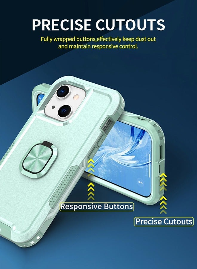 GROIC Compatible iPhone 14 Max Case, 360° Ring Holder Cover, Magnetic Phone Heavy Duty Full Body Hybrid Silicone Shockproof Shone Shell for IPhone 6.7 Inch-Green - Image 3