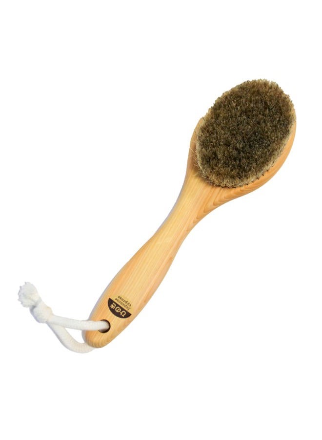 IPPINKA Body Brush, Short Handle 9 inches, Horse Hair, Japanese Hinoki Tree Wooden Handle  - Image 1