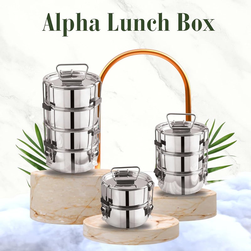 PDDFALCON Stainless Steel Leak Proof 2 Tier Tiffin Lunch Box Comes with 1100 ml Capacity AirTight Lid - Image 4