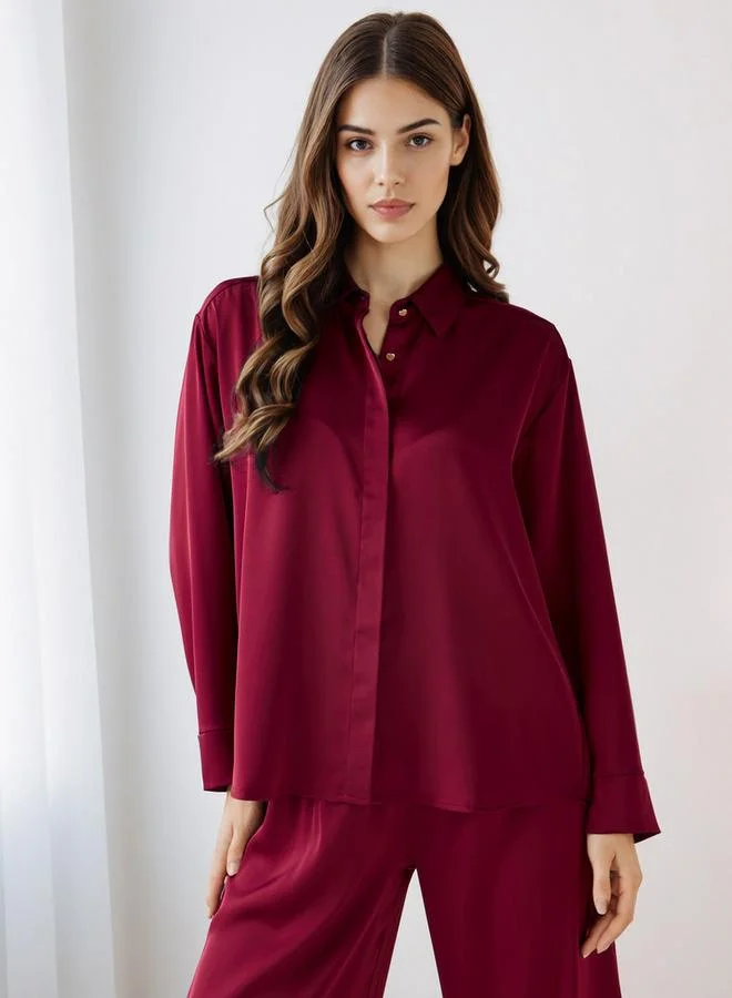 Splash FAV Coord Set with Shirt & Wide Leg Pants