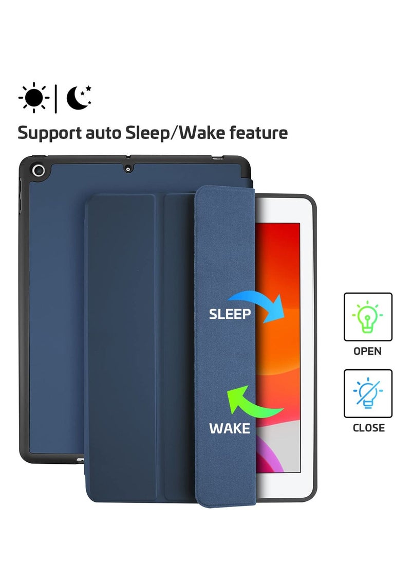 Procases iPad 10.2 Case 2021 2020 2019 with Pencil Holder, Flexible Soft TPU Back Cover Ultra Slim Lightweight Stand Protective Case for iPad 9th/8th/7th Generation -Navy - Image 4