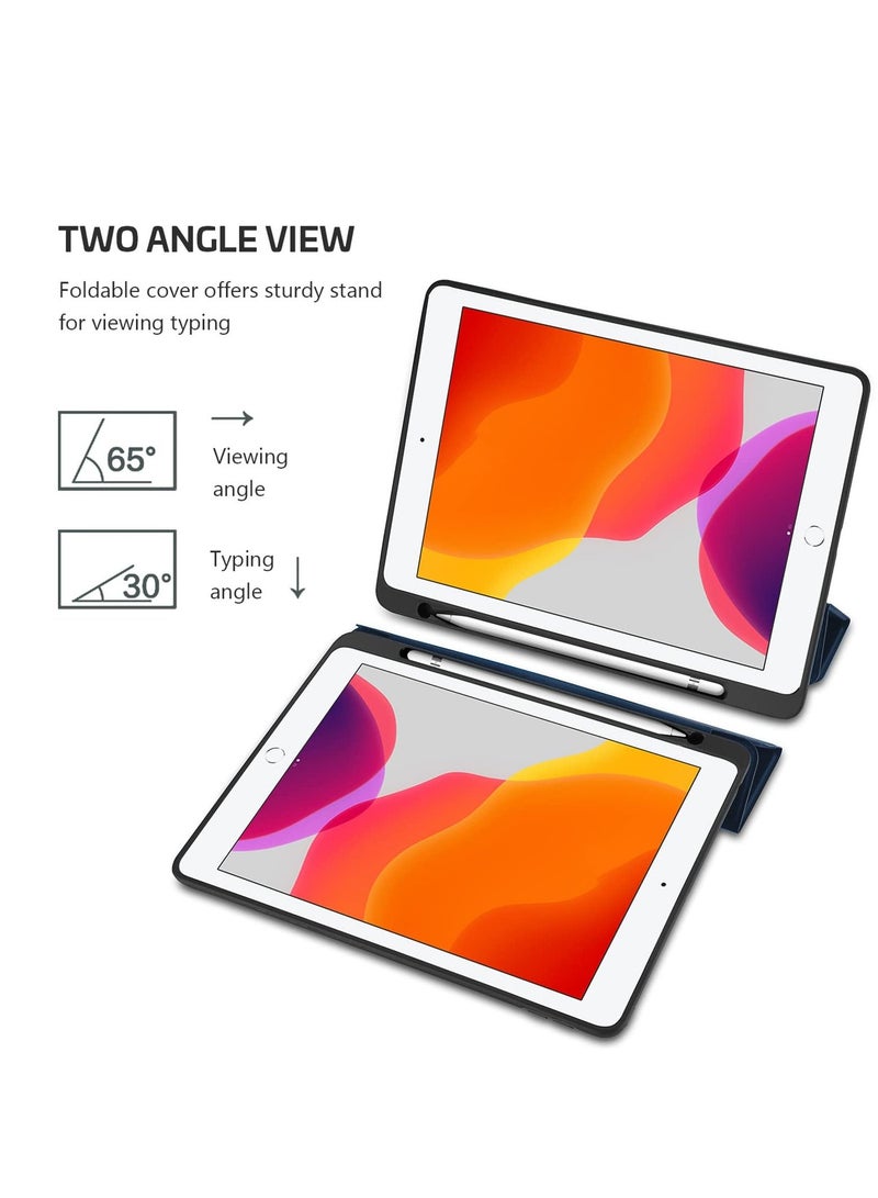 Procases iPad 10.2 Case 2021 2020 2019 with Pencil Holder, Flexible Soft TPU Back Cover Ultra Slim Lightweight Stand Protective Case for iPad 9th/8th/7th Generation -Navy - Image 3