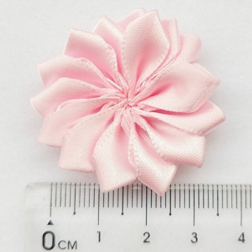 Chenkou Craft 28pcs (1 1/2") 40mm Mix Ribbon Flowers Bows Crafts Sewing Appliques Wedding Decor (Flower(A0214)) - Image 2