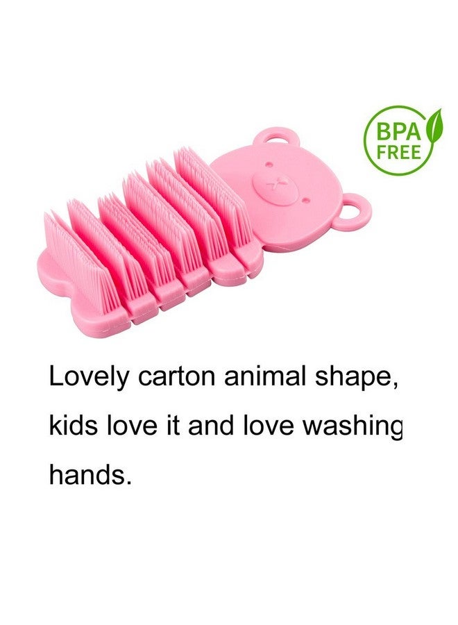 JINCH Nail Scrubber Brush Kids, Finger Nails Scrub Scrubbing Cleaning Brushes with Soft Bristle for Baby Children, Cute Animal Style and 2 Colors Choice (Pink) - Image 1