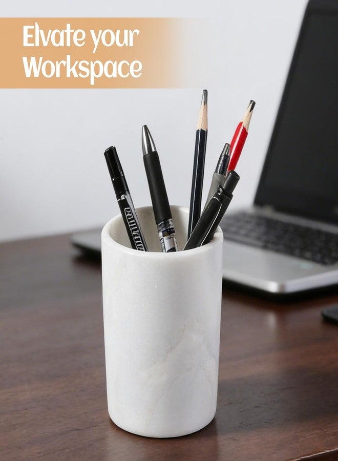 Erongoo Marble Pen Holder, Natural Marble Toothbrush Holder Pencil Cup Organizer for Desk,Premium True Stone Desk Accessories for Home Office, Bathroom and Kitchen - Image 3