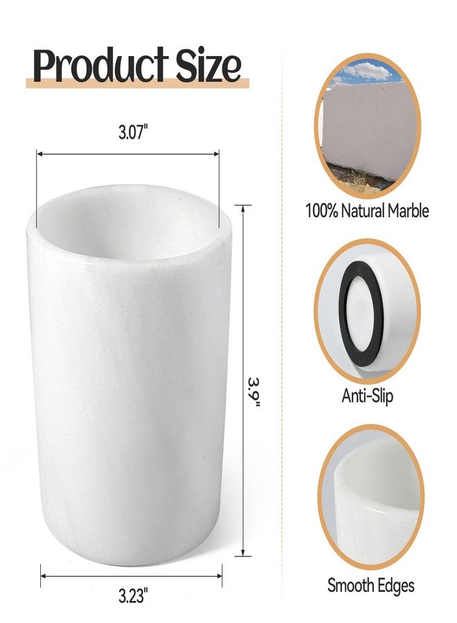 Erongoo Marble Pen Holder, Natural Marble Toothbrush Holder Pencil Cup Organizer for Desk,Premium True Stone Desk Accessories for Home Office, Bathroom and Kitchen - Image 2