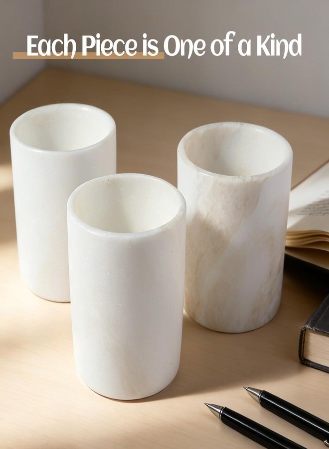 Erongoo Marble Pen Holder, Natural Marble Toothbrush Holder Pencil Cup Organizer for Desk,Premium True Stone Desk Accessories for Home Office, Bathroom and Kitchen - Image 4