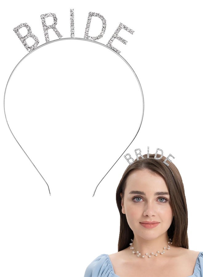 HY Bride Headband for Wedding, Bridal Shower, Bachelorette Party, Bridal Tiara, Rhinestone & Silver, Women's Headpiece Hair Accessories - Image 1