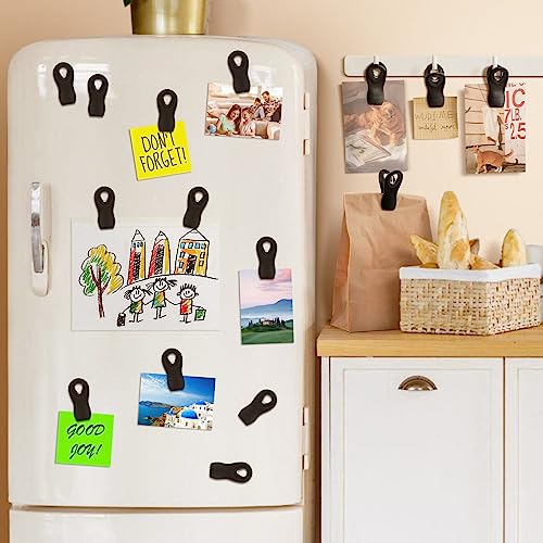 WUDIME Magnetic Chip Clips, 10 Pack Plastic Bag Clips with Magnet, Black Snack Clip for Food Storage and Refrigerator - Image 3