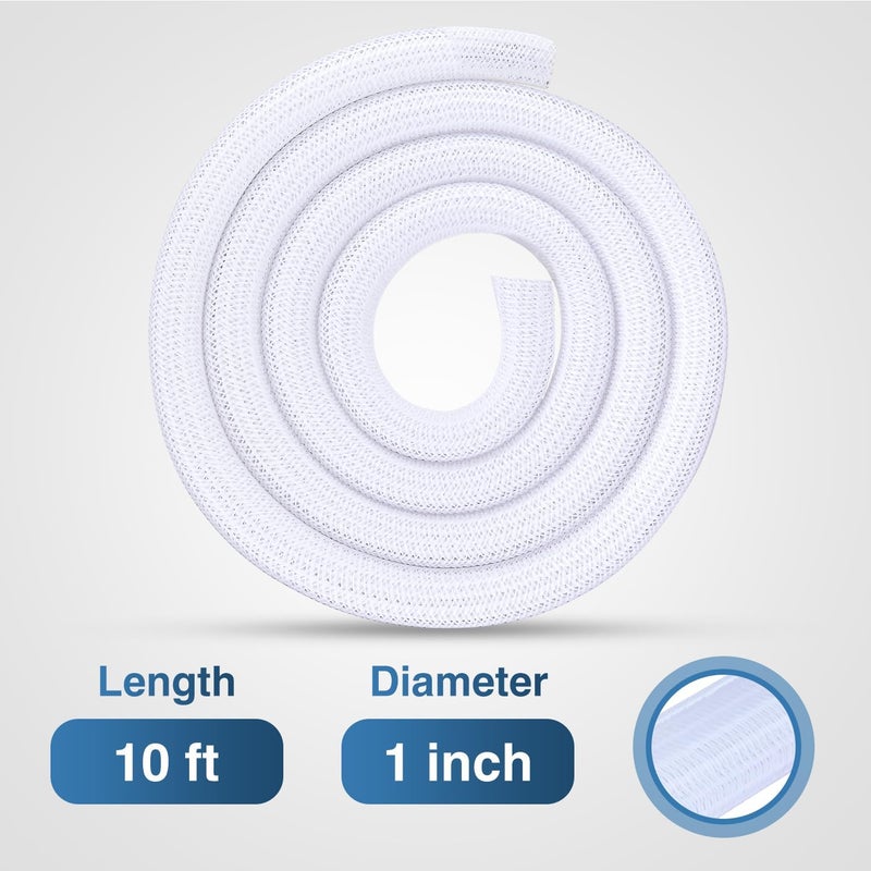 Nilight Cable Sleeve, 10ft-1inch Cable Management Sleeves, Braided Cable Sleeving, Split Self Wrapping Wire Loom for Computer Cable Electrical Wire Automotive Harness Protector Organizer, White - Image 2