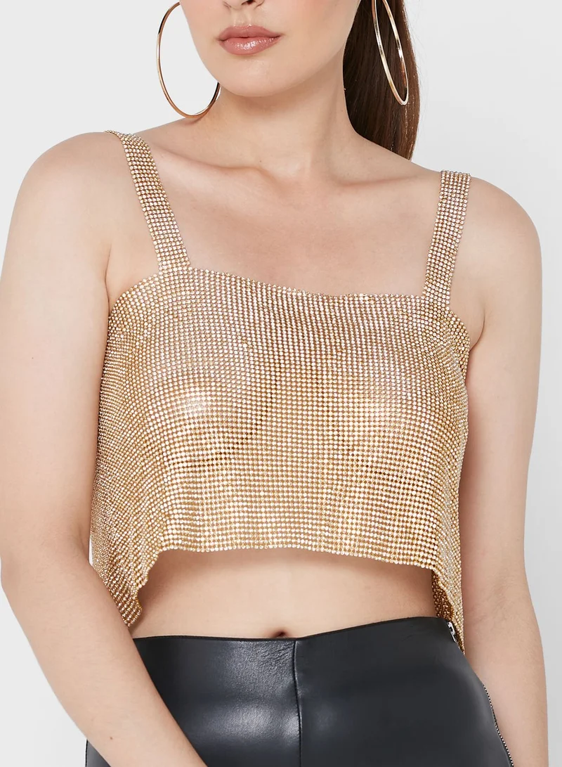 Miss Pap Strappy Shimmer Crop Top