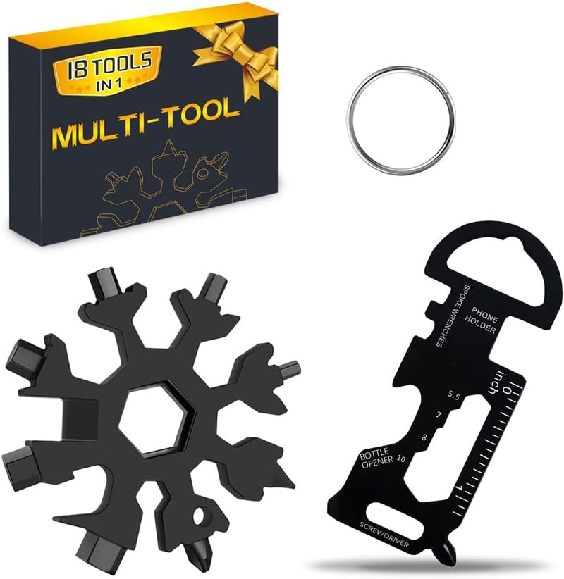 Cutiful 18 in 1 Snowflake Multitool & 8 in 1 Card Tool Stocking Stuffers for Men Christmas Gifts, Multi Tools for Dad from Daughter Son, Gifts for Men (black) - Image 1