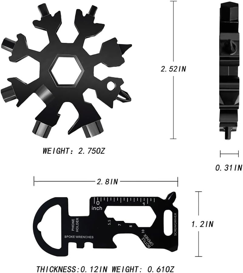 Cutiful 18 in 1 Snowflake Multitool & 8 in 1 Card Tool Stocking Stuffers for Men Christmas Gifts, Multi Tools for Dad from Daughter Son, Gifts for Men (black) - Image 5