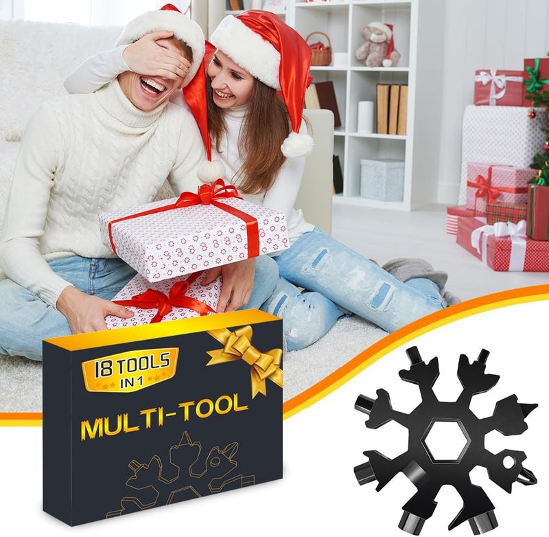 Cutiful 18 in 1 Snowflake Multitool & 8 in 1 Card Tool Stocking Stuffers for Men Christmas Gifts, Multi Tools for Dad from Daughter Son, Gifts for Men (black) - Image 4