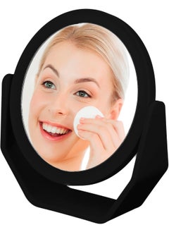 Expressions EXPRESSIONS Premium Soft Touch Rotating Mirror with 1x/2x Magnification - Round Black Vanity Mirror, Handheld or Tabletop Mirror, Magnification Makeup Mirror, Small Desk Mirror or Travel Mirror 