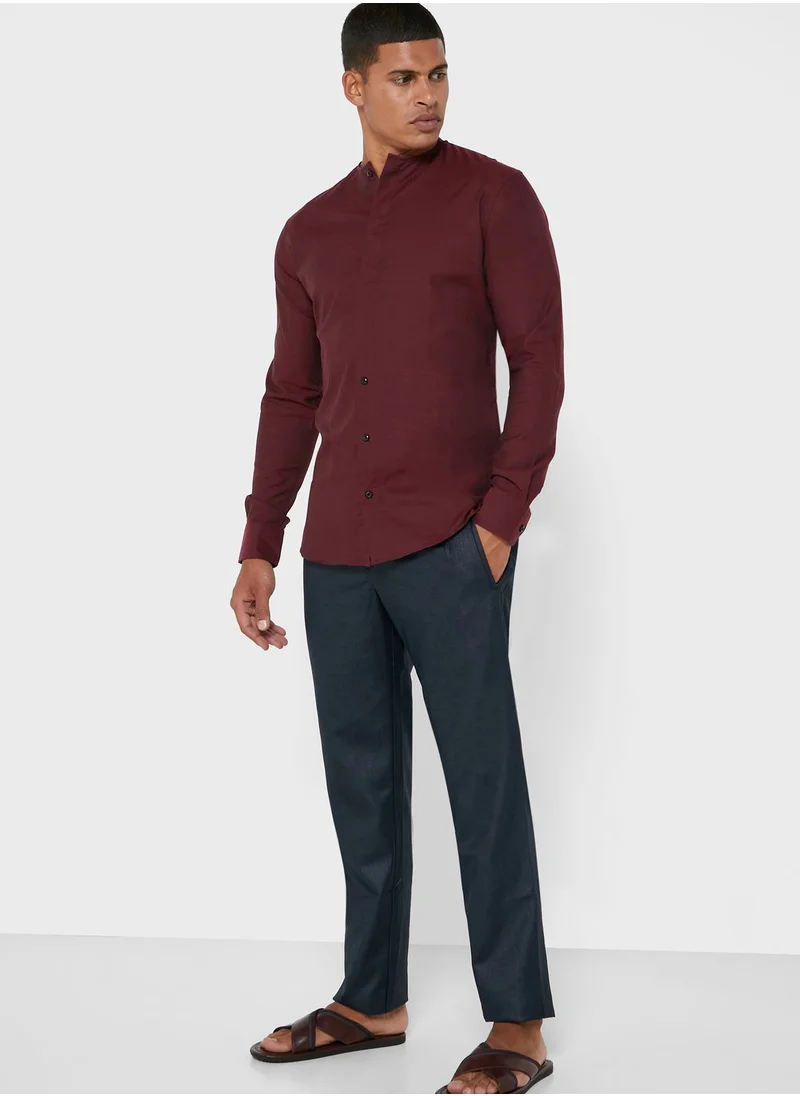 87Origins Grandad Collar Regular Fir Shirt