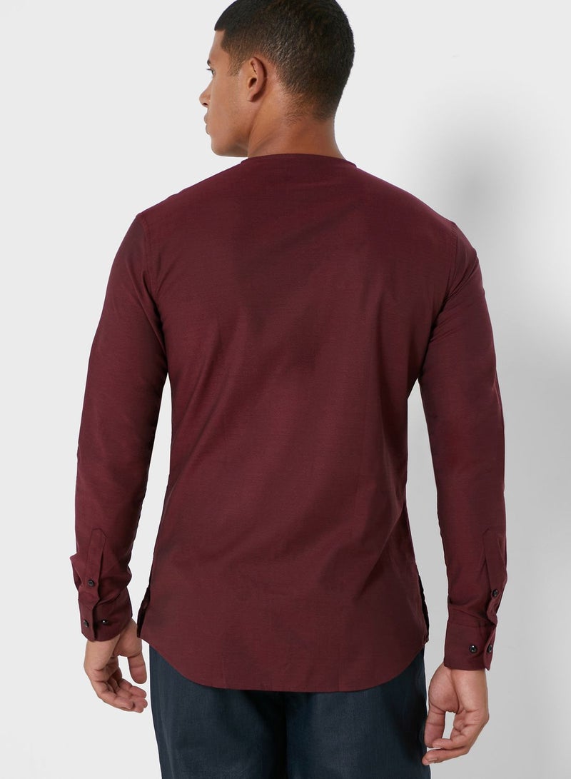 87Origins Grandad Collar Regular Fir Shirt - Image 2