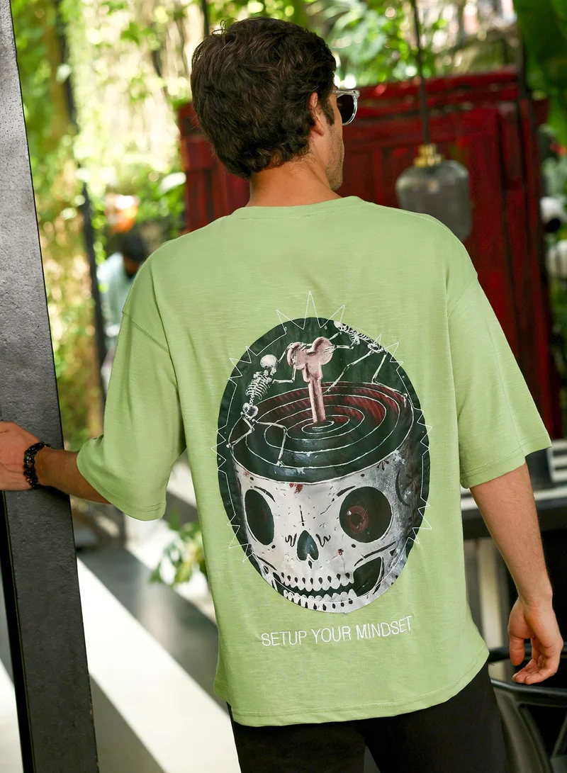 CAHOOT Men's Green Plain/Basic T-Shirt For Casual Wear | Crew Neck | Long Sleeve | Pull On Closure | Cotton Blend T-Shirt Crafted With Comfort Fit For Everyday Wear