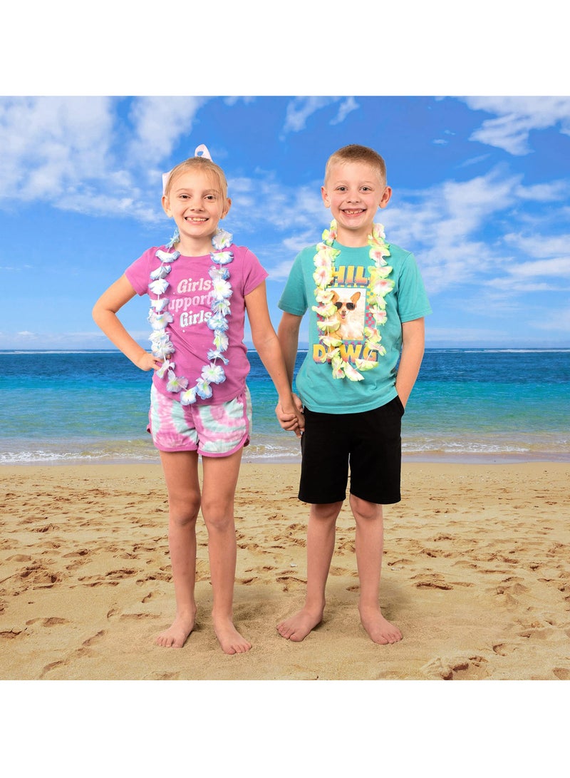 DURKU 36 PCS Hawaiian Flower Leis Assortment, Hawaiian Leis Bulk Decorations Silk Flower Necklace, Bulk Flower Necklace for Beach Theme Party Favor Wedding Birthday - Image 3