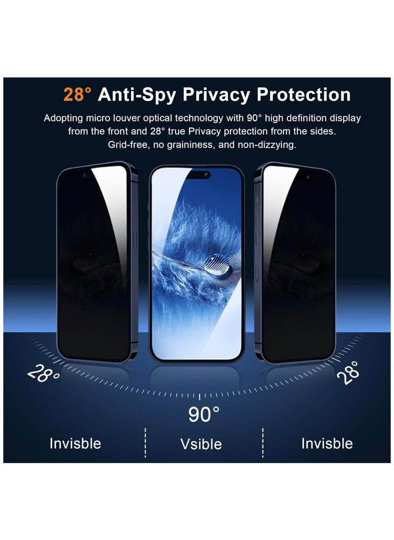 Arify-Tech Privacy Full Coverage Screen Protector for iPhone 15 Pro Max 6.7-inch with Camera Lens Protector, Anti-Spy Tempered Glass Film, 2-Pack Each  - Image 2