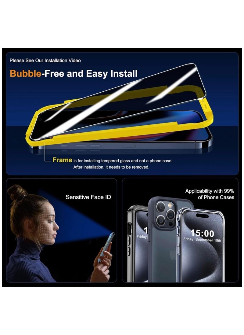 Arify-Tech Privacy Full Coverage Screen Protector for iPhone 15 Pro Max 6.7-inch with Camera Lens Protector, Anti-Spy Tempered Glass Film, 2-Pack Each  - Image 4