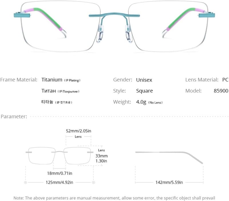 FONEX Titanium Glasses Frame,Rimless Frameless Optical Eyewear Eyeglasses for Men and Women F85634 - Image 3
