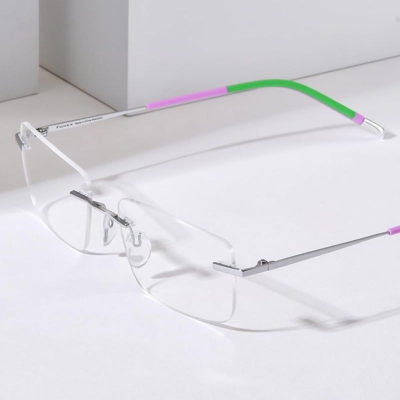 FONEX Titanium Glasses Frame,Rimless Frameless Optical Eyewear Eyeglasses for Men and Women F85634 - Image 2