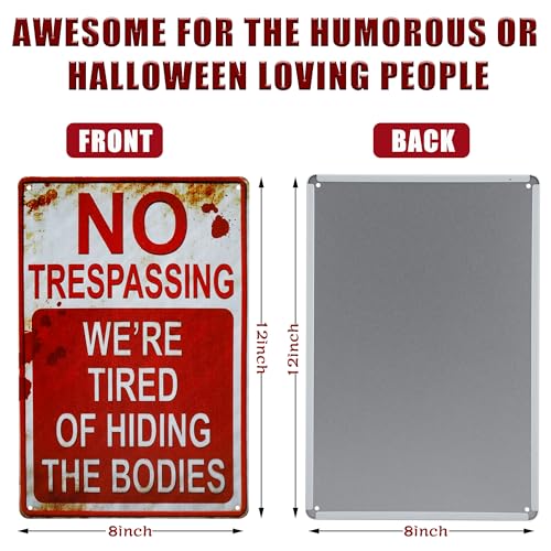 Wonderwin 2 Pack Retro Metal Signs Decorations, 8” x 12” Indoor Outdoor Vintage Bar Decor Yard Signs, Beware of Well Just Beware & No Trespassing - Image 2
