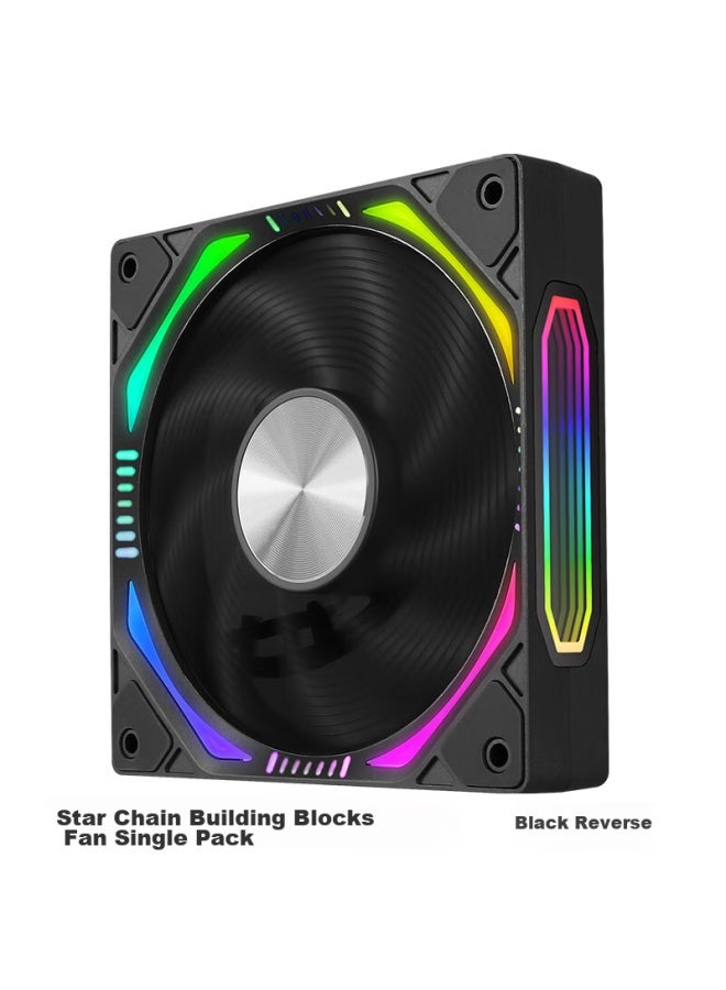 Play Jia Wanjia Xing Chain Building Blocks, Black, Single Pack, 12cm, Water Cooling Case Fan Module, Wireless Assembly, Argb Light Synchronization, Pwm Temperature Control - Image 1