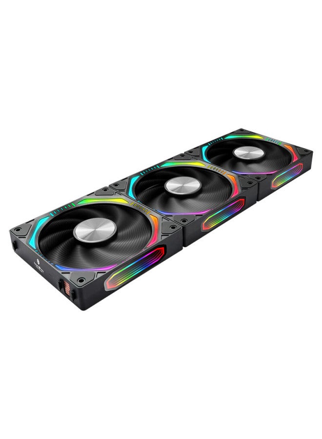 Play Jia Wanjia Xing Chain Building Blocks, Black, Single Pack, 12cm, Water Cooling Case Fan Module, Wireless Assembly, Argb Light Synchronization, Pwm Temperature Control - Image 4