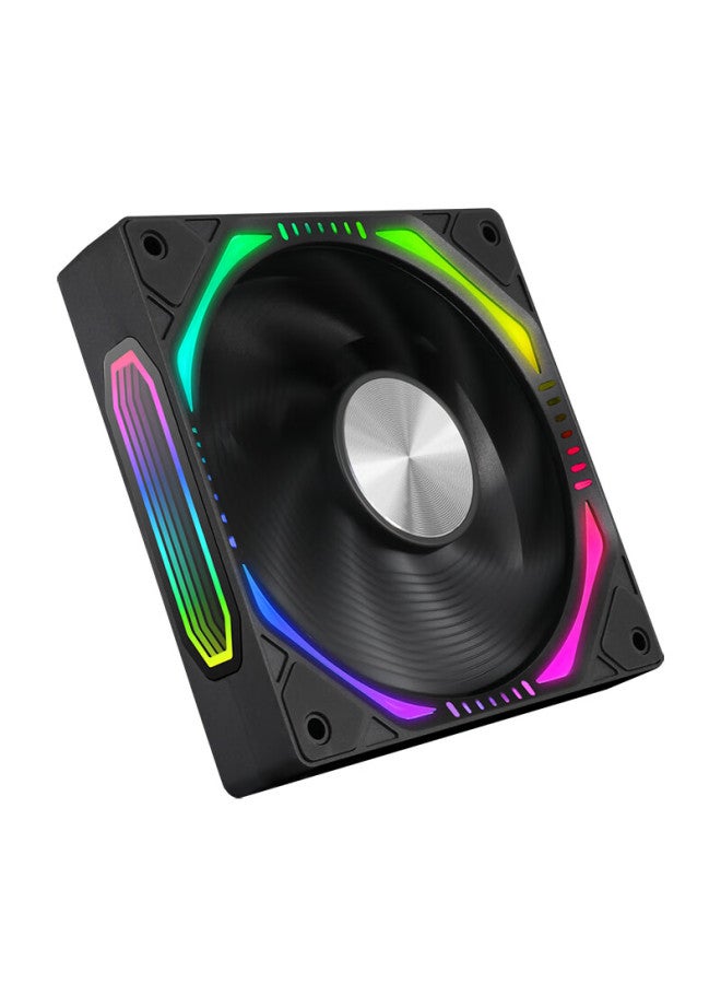 Play Jia Wanjia Xing Chain Building Blocks, Black, Single Pack, 12cm, Water Cooling Case Fan Module, Wireless Assembly, Argb Light Synchronization, Pwm Temperature Control - Image 3
