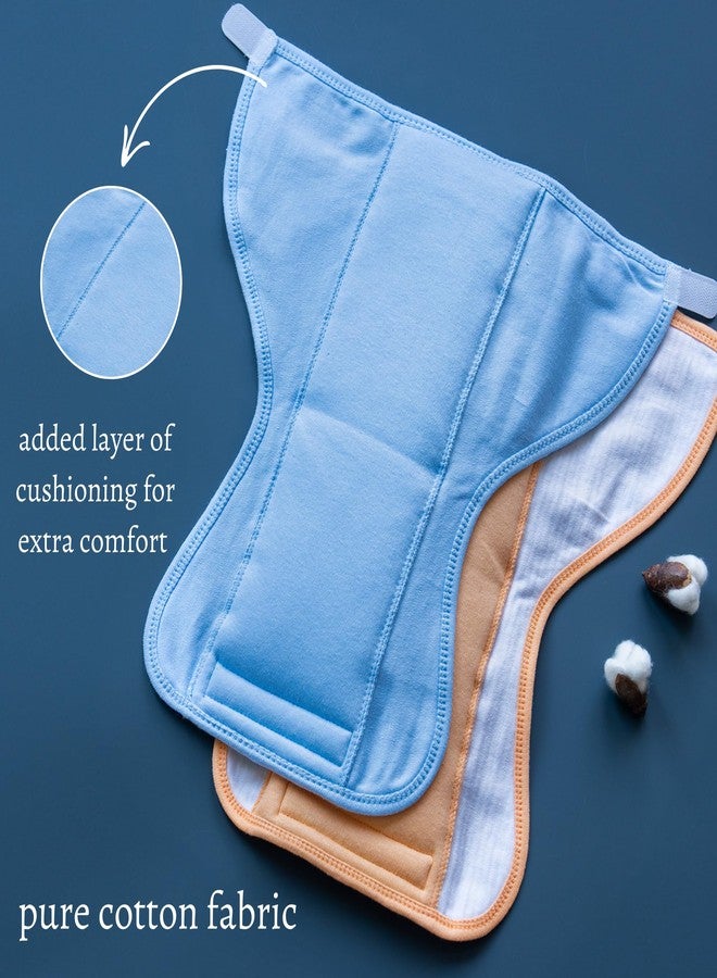 Tinycare New Born Baby's Cloth Nappies For Kids & Infants, Ultra Soft Knitted Striped Prints with Cushion comfort Velcro Langot/Nappy/Diapers (Pack of 10) Washable and Reusable-Size-M - Image 2