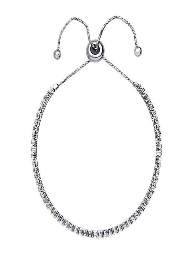 بيركيل سوار تنس أنيق من الفضة الإسترلينية عيار 925 مرصع بالزركونيا المكعبة ذات القطع الدائرية، من بيريكل، للنساء، مقاس 6-10 بوصات، مطلي بالروديوم - Image 3