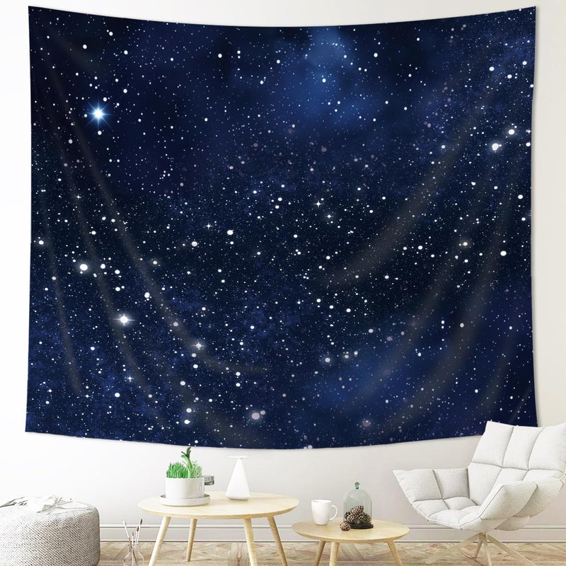 Imirell Imirell Night Sky Stars Tapestry Wall Hanging Dark Blue Cosmic Starry 78Wx59H Inch Fantasy Galaxy Universe Texture Artwork for Bedroom Living Room Dorm Decor Fabric 