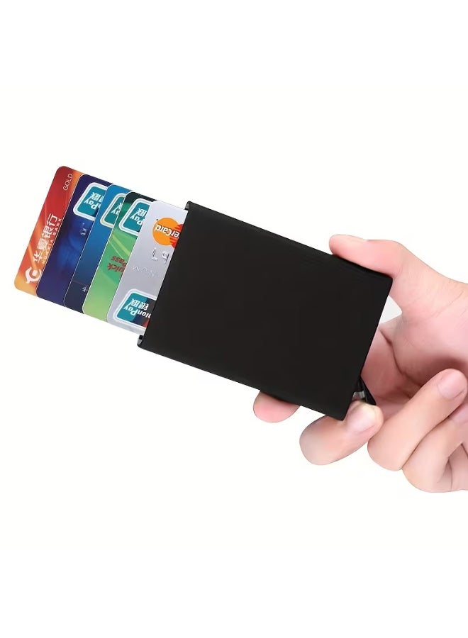 اراباش محفظة بطاقات ائتمان مضادة للسرقة بتقنية RFID مصنوعة من سبائك الألومنيوم، محفظة رفيعة لتنظيم بطاقات الهوية، مناسبة للرجال والنساء - Image 3