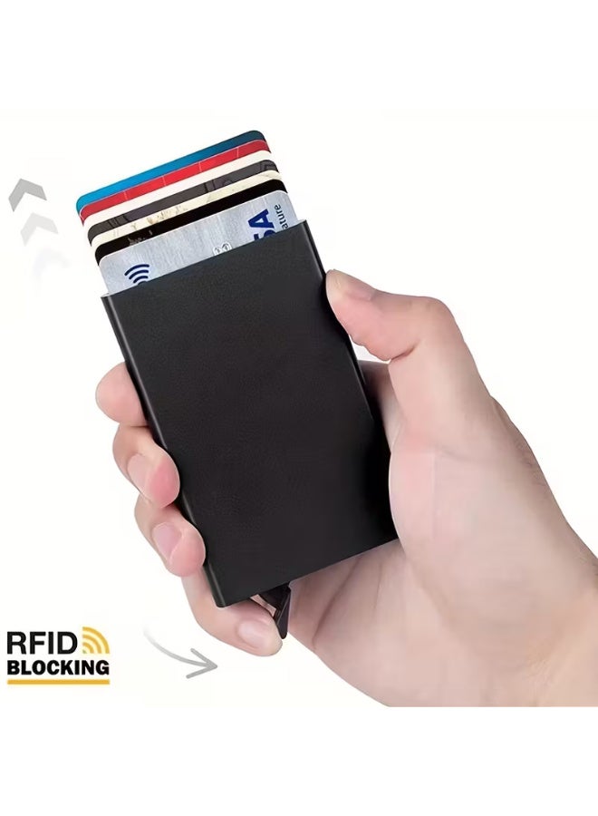اراباش محفظة بطاقات ائتمان مضادة للسرقة بتقنية RFID مصنوعة من سبائك الألومنيوم، محفظة رفيعة لتنظيم بطاقات الهوية، مناسبة للرجال والنساء - Image 1