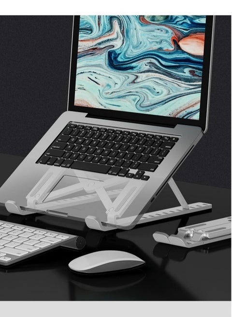 10-Level Adjustable Laptop Stand for Ergonomic Desk Stand, Foldable Laptop Stand Compatible with MacBook Air Pro, Dell XPS and Other 10-17 Inch Laptops